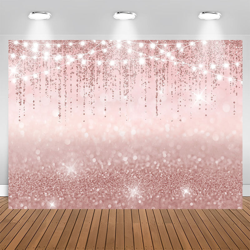 Aperturee - Glitter And Pink Simple Theme Happy Birthday Backdrop