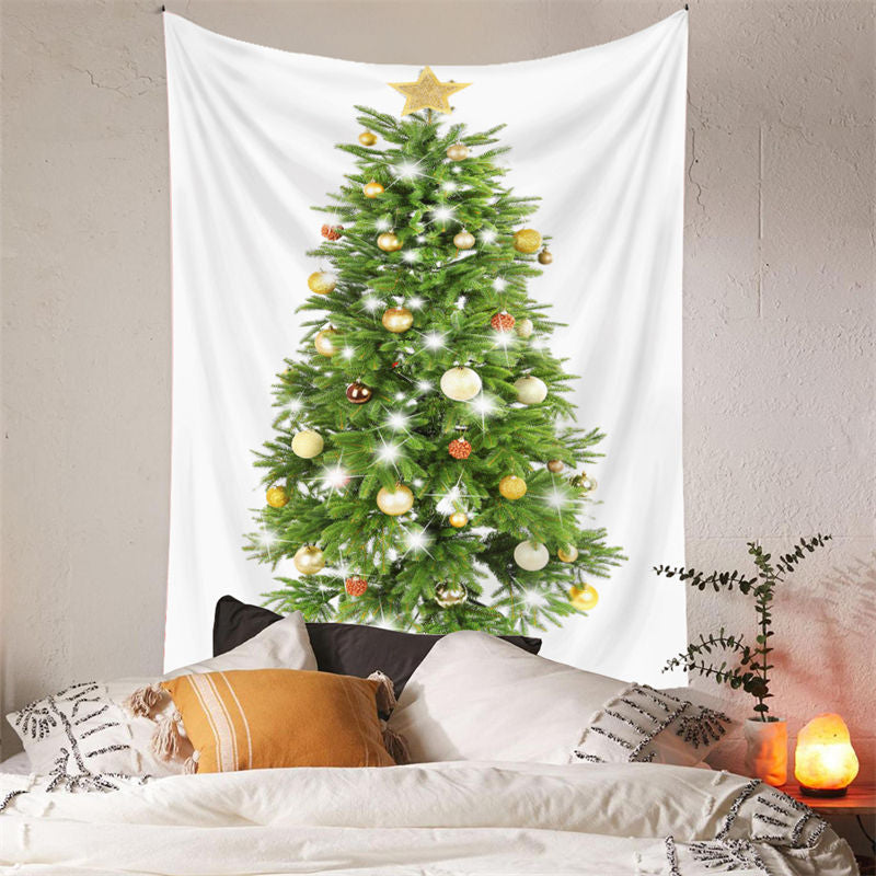 Aperturee - Glitter Bauble Pinetree Christmas Tapestry Wall Deco