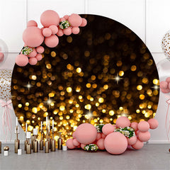 Aperturee - Glitter Black Golden Bokeh Circle Birthday Backdrop