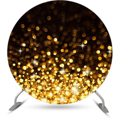 Aperturee - Glitter Black Golden Bokeh Circle Birthday Backdrop