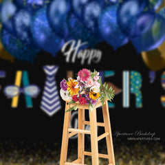 Aperturee - Glitter Blue Balloon Tie Fathers Day Photo Backdrop