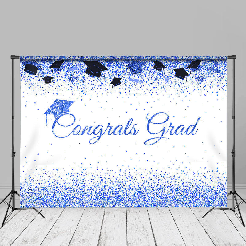 Aperturee - Glitter Blue Congrats Grad Photography Backdrop