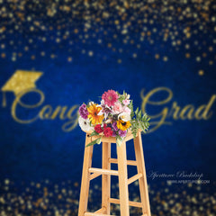 Aperturee - Glitter Blue Congrats Grad Photoshoot Backdrop