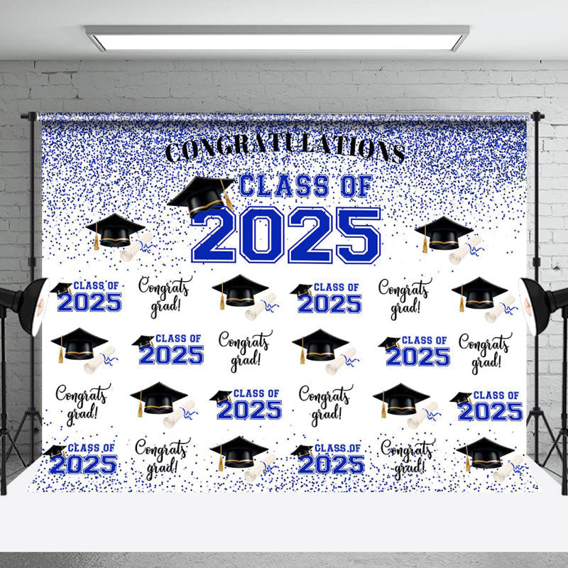 Aperturee - Glitter Blue Congratulations Class Of 2025 Backdrop