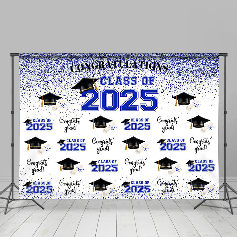 Aperturee - Glitter Blue Congratulations Class Of 2025 Backdrop