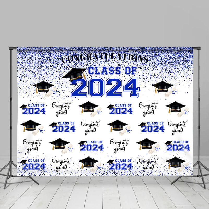 Aperturee - Glitter Blue Congratulations Class Of 2023 Backdrop