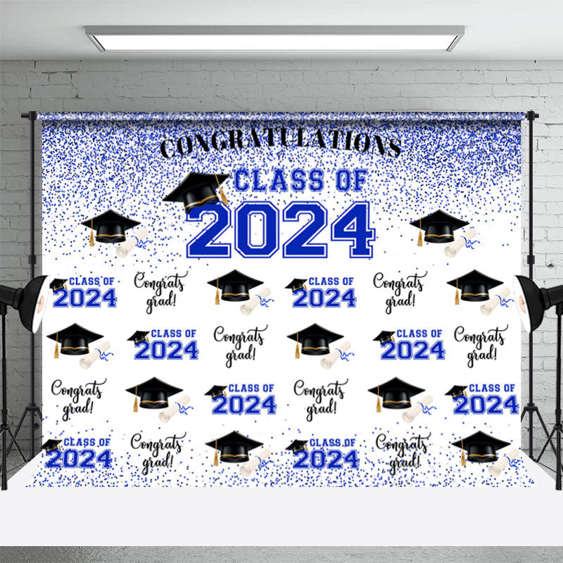 Aperturee - Glitter Blue Congratulations Class Of 2023 Backdrop