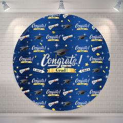 Aperturee - Glitter Blue I Did It Congrats Grad Round Backdrop