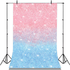 Aperturee - Glitter Blue Pink Sequins Simple Birthday Backdrop