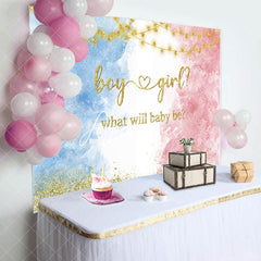 Aperturee - Glitter Blue Pink Watercolor Gender Reveal Backdrop