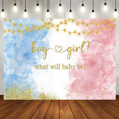 Aperturee - Glitter Blue Pink Watercolor Gender Reveal Backdrop