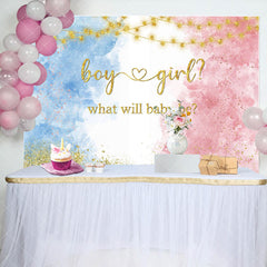 Aperturee - Glitter Blue Pink Watercolor Gender Reveal Backdrop