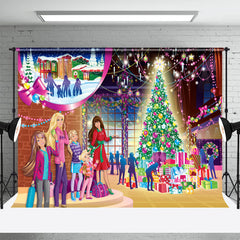 Aperturee - Glitter Colored Lights Woman Girl Christmas Backdrop