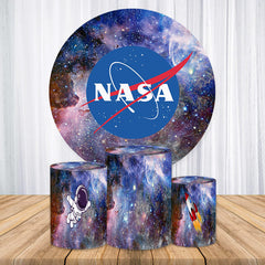 Aperturee Glitter Cosmos Astronaut Round Birthday Backdrop Kit