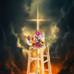 Aperturee - Glitter Deep Color Sky Cross Fire Easter Backdrop