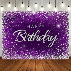 Aperturee - Glitter Diamond Purple Themed Happy Birthday Backdrop