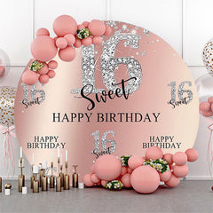 Aperturee Glitter Diamond Sweet 16 Birthday Round Backdrop