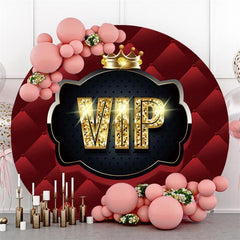 Aperturee Glitter Gloden Vip And Crown Birthday Circle Backdrop