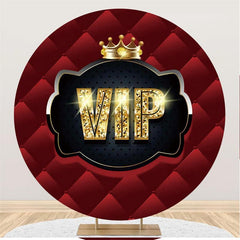 Aperturee Glitter Gloden Vip And Crown Birthday Circle Backdrop