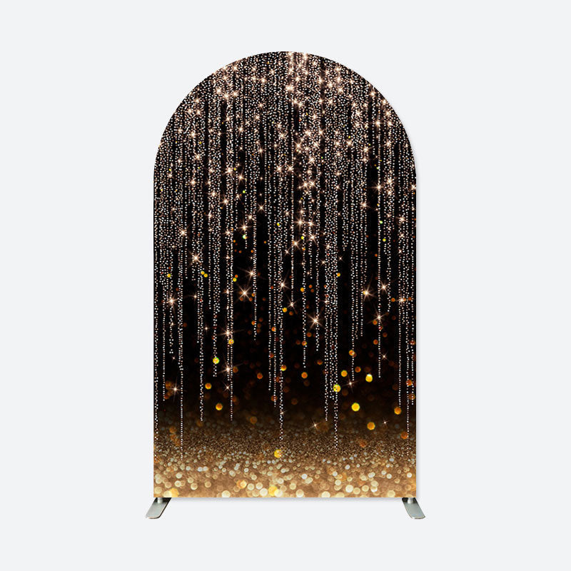 Aperturee - Glitter Gold Birthday Party Double Sided Arch Backdrop