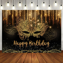 Aperturee - Glitter Gold Black Masquerade Birthday Backdrop