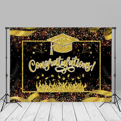 Aperturee - Glitter Gold Cap Congratulations Grad Photo Backdrop