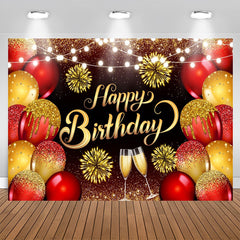 Aperturee - Glitter Gold Red Balloons Goblet Birthday Backdrop