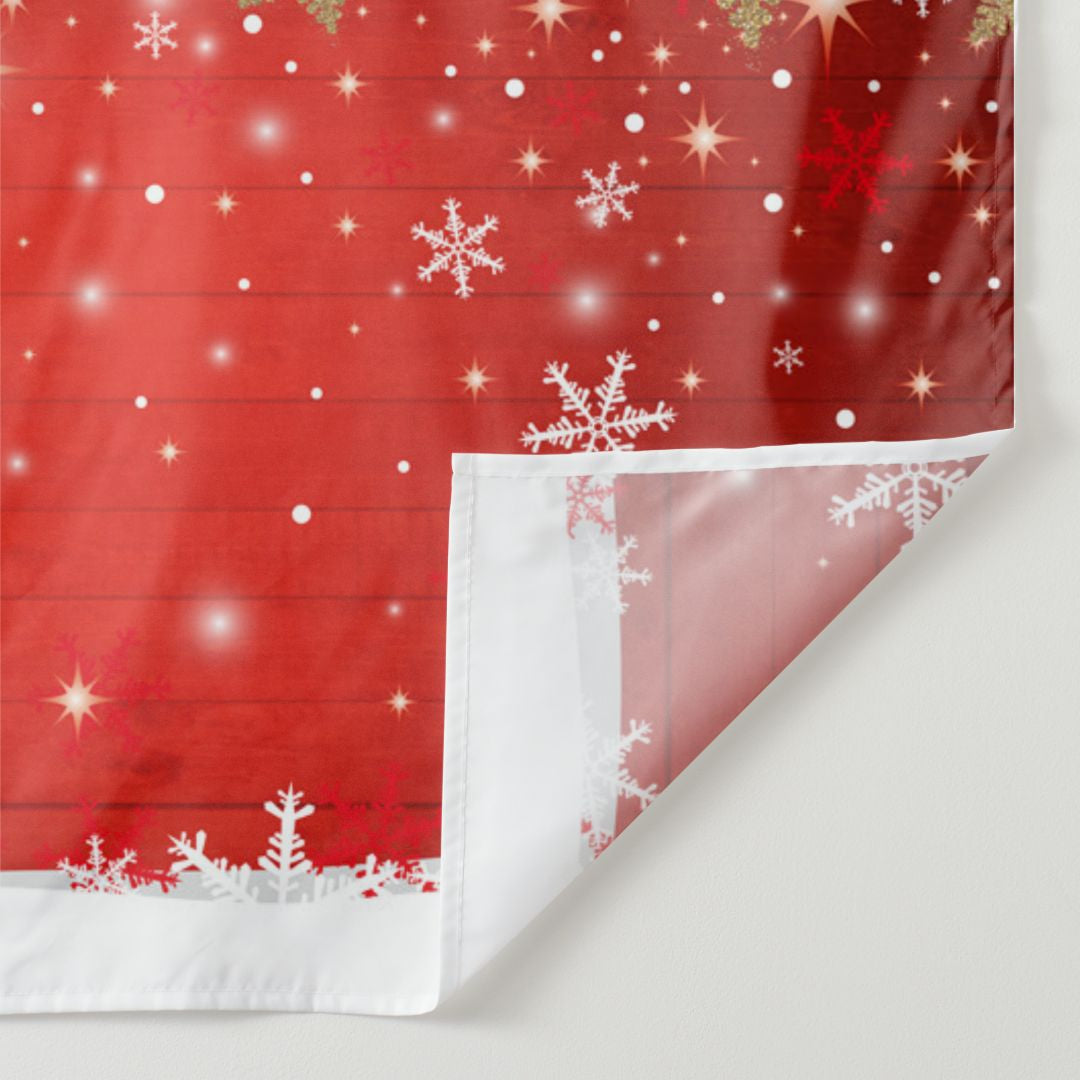 Aperturee - Glitter Gold White Snow Red Christmas Backdrop