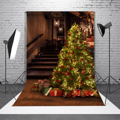 Aperturee - Glitter Gorgeous Christmas Tree Gifts Photo Backdrop