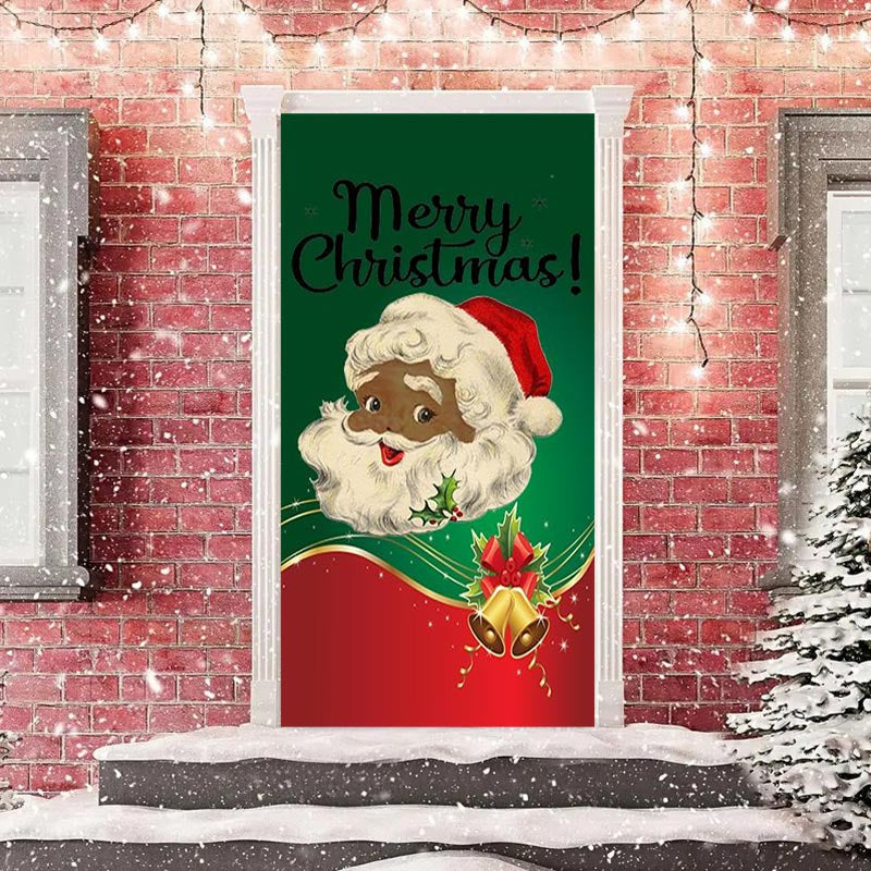 Aperturee - Glitter Green Red Santa Claus Christmas Door Cover