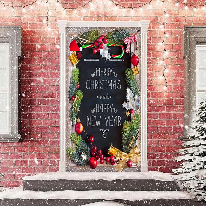 Aperturee - Glitter Happy New Year Merry Christmas Door Cover