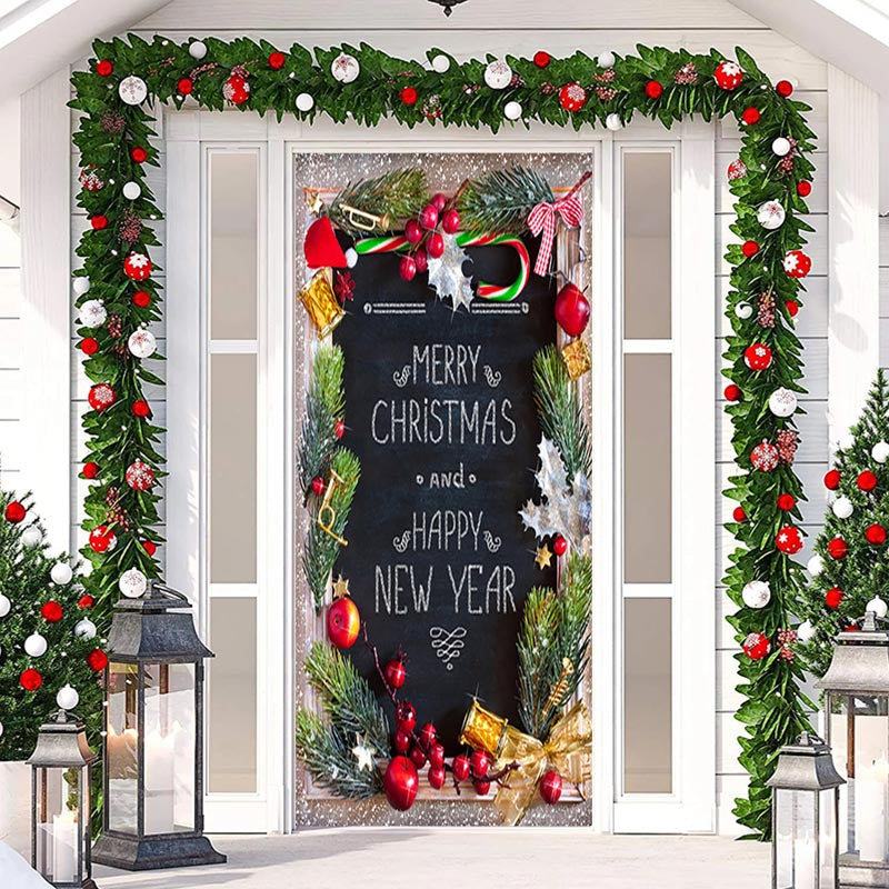 Aperturee - Glitter Happy New Year Merry Christmas Door Cover