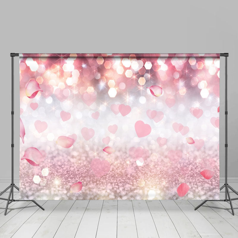 Aperturee - Glitter Heart Petal Bokeh Valentines Day Backdrop