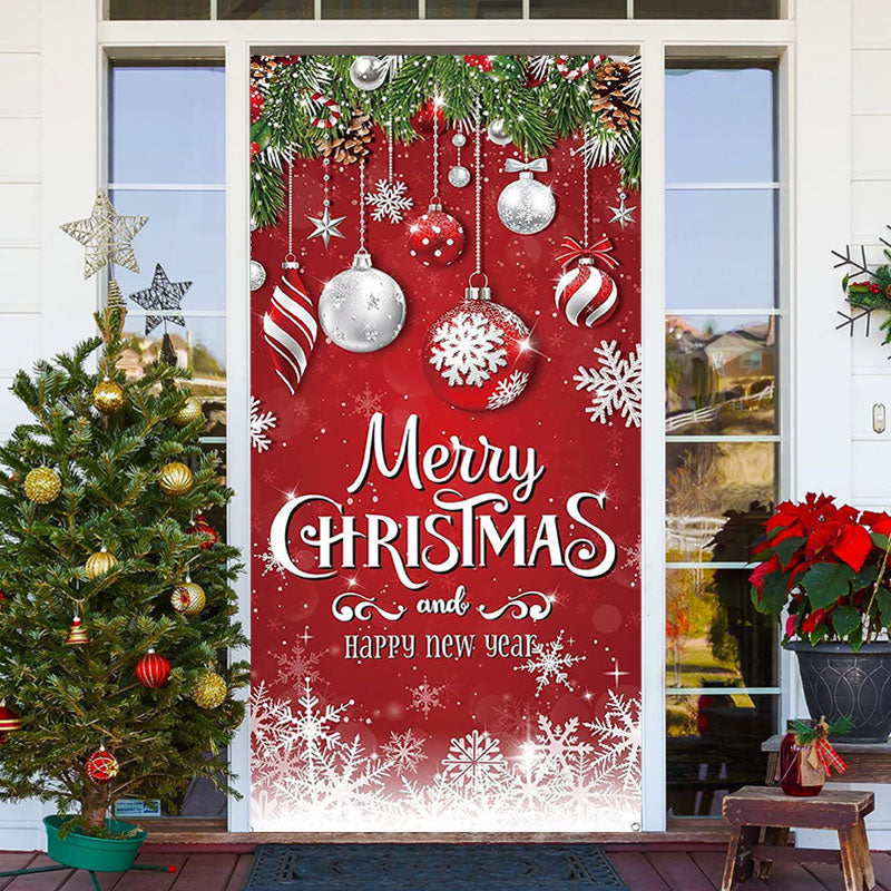 Aperturee - Glitter Light Ball Red New Year Christmas Door Cover