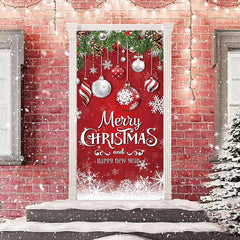 Aperturee - Glitter Light Ball Red New Year Christmas Door Cover