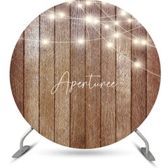 Aperturee - Glitter Light Brown Wooden Round Backdrop For Partry