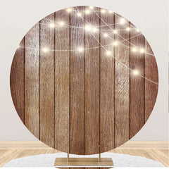 Aperturee - Glitter Light Brown Wooden Round Backdrop For Partry