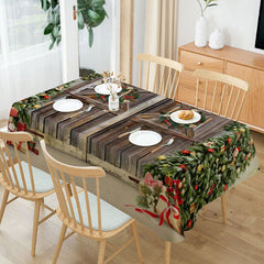 Aperturee - Glitter Light Wood Door Tree Christmas Tablecloth