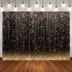 Aperturee - Glitter Lines And Black Golden Bokeh Birthday Backdrop