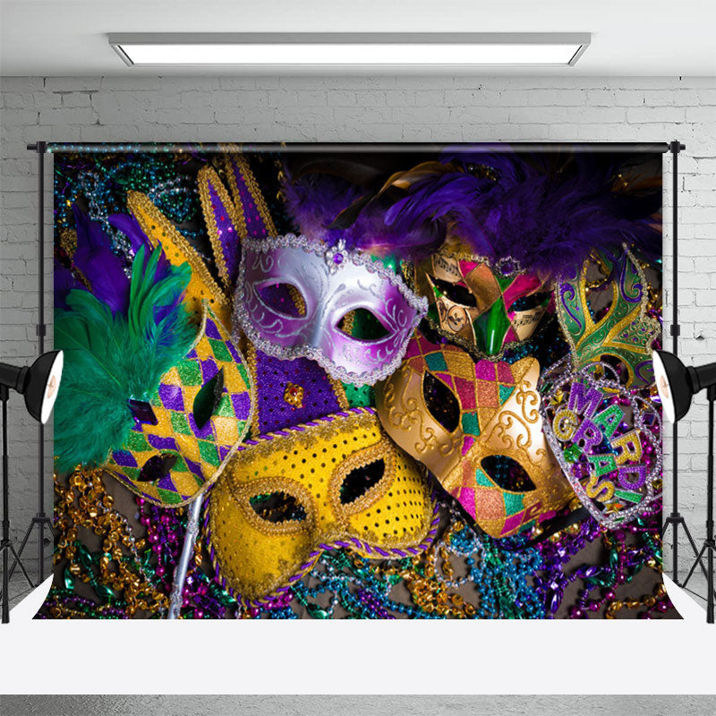 Aperturee - Glitter Masks Mardi Gras Masquerade Carnival Backdrop