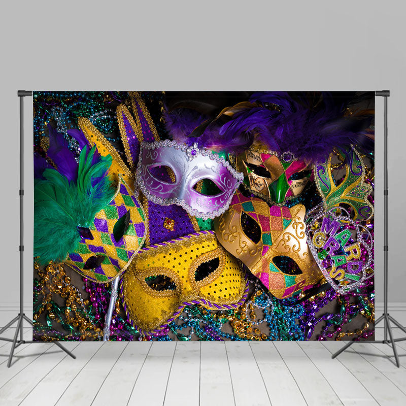 Aperturee - Glitter Masks Mardi Gras Masquerade Carnival Backdrop