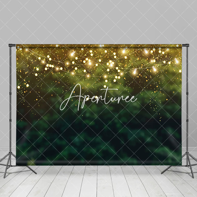 Aperturee - Glitter Night Green Leaves Bokeh Dance Party Backdrop