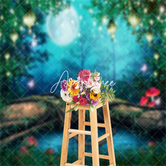 Aperturee - Glitter Pendant Night Forest Trunk Photo Backdrop