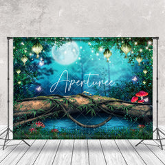 Aperturee - Glitter Pendant Night Forest Trunk Photo Backdrop