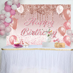 Aperturee - Glitter Pink Balloons Gift Happy Birthday Backdrop