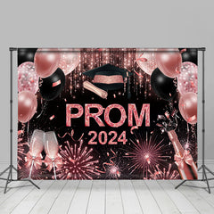 Aperturee - Glitter Pink Balloons Girls Graduation Prom Backdrop