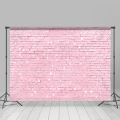 Aperturee - Glitter Pink Brick Wall Valentines Day Backdrop