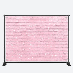 Aperturee - Glitter Pink Brick Wall Valentines Day Backdrop