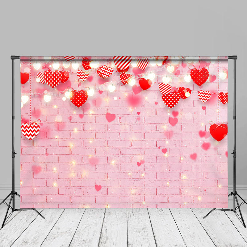 Aperturee - Glitter Pink Brick Wall Valentines Photo Backdrop