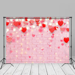 Aperturee - Glitter Pink Brick Wall Valentines Photo Backdrop